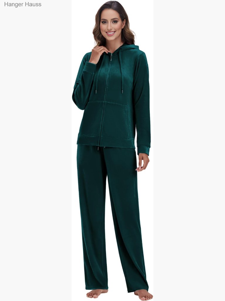 Velour Tracksuit 2 Piece Full Zip Hoodie Jogger Set Size M